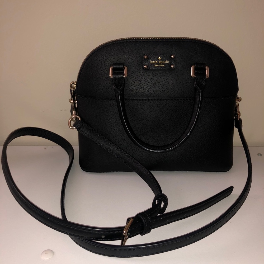 Black Leather Kate Spade Crossbody Dome Purse